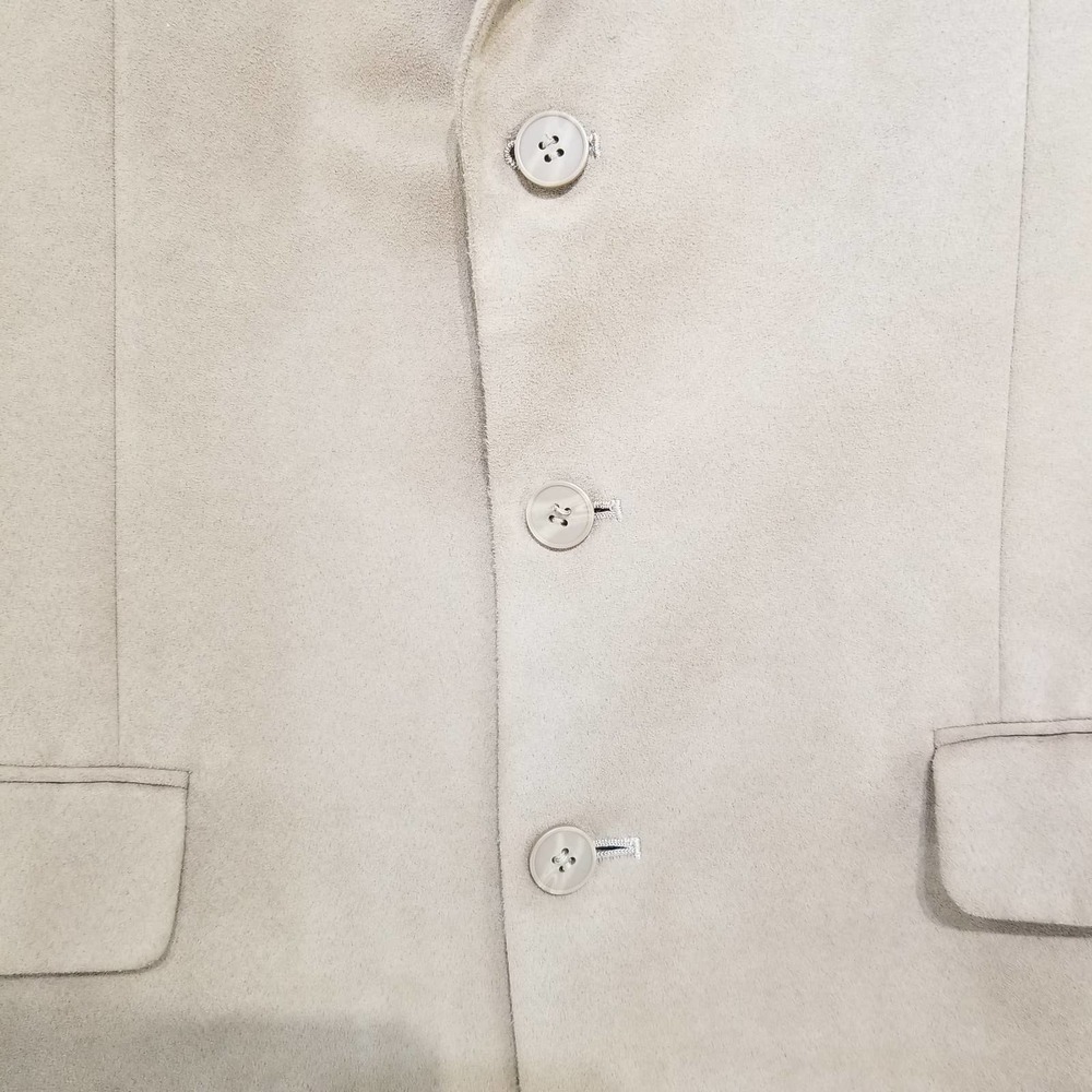 Members Only Mens Blazer 42 Beige Solid Sport Coat Microfiber Suede - Picture 4 of 12